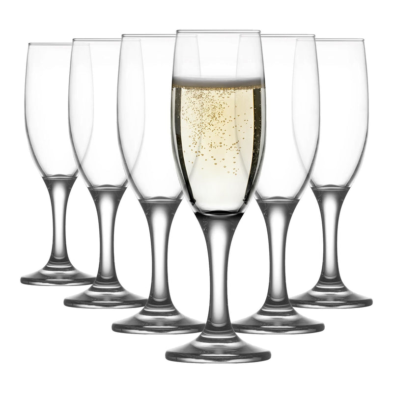 190ml Misket Glass Champagne Flutes - Pack of 6 - By LAV