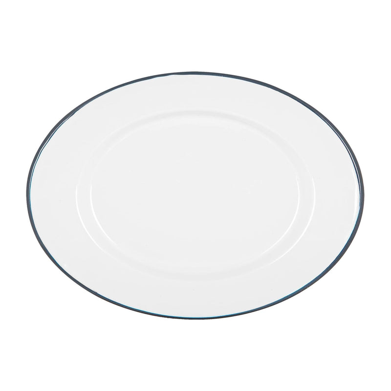 White Enamel Serving Platter - 30.5cm x 22.5cm - By Argon Tableware