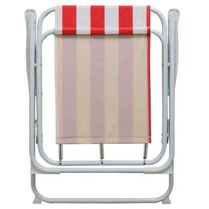Red Stripe Folding Metal Beach Chairs - Pack of 2