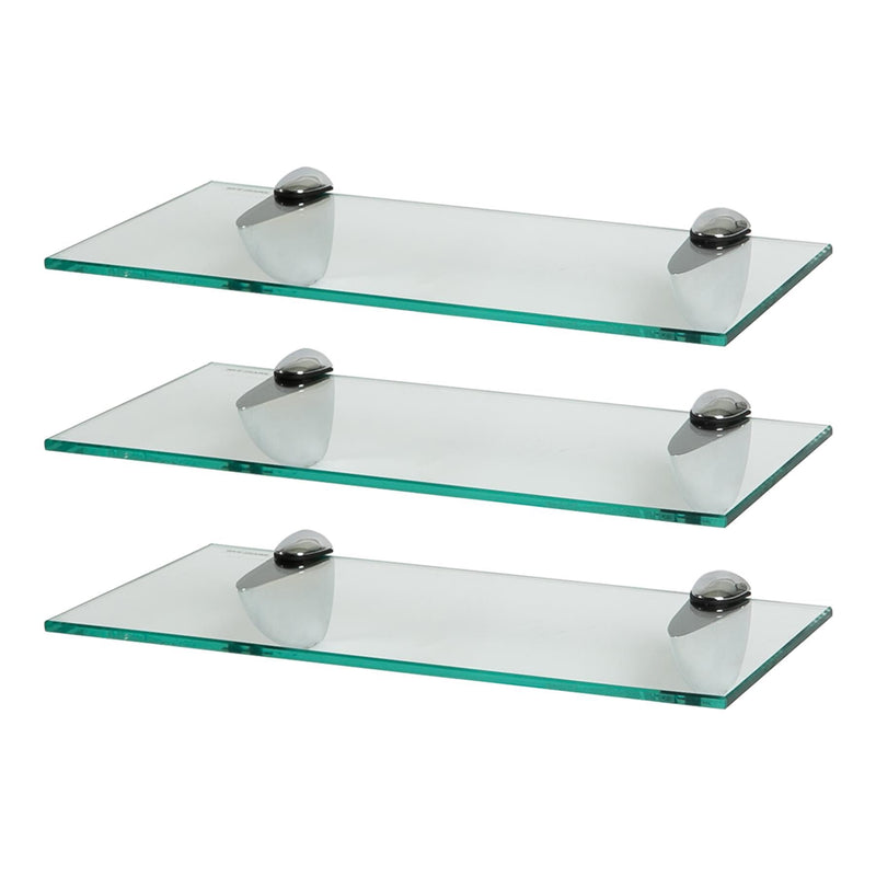 Floating Glass Bathroom Shelves - 40cm - Pack of 3 - By Harbour Housewares