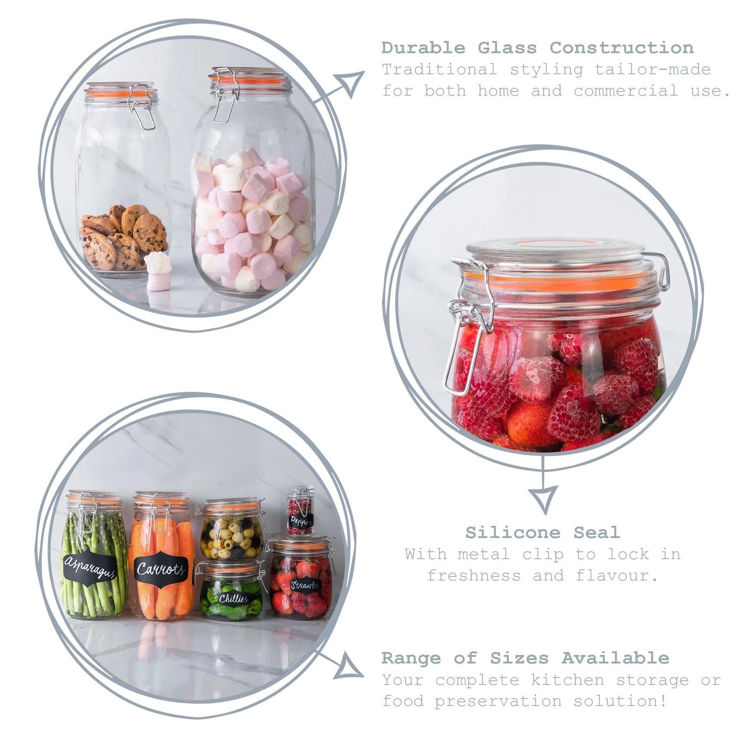 70ml Classic Glass Storage Jars - Pack of 3