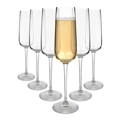 230ml Knightsbridge Crystal Champagne Flutes - Pack of 6
