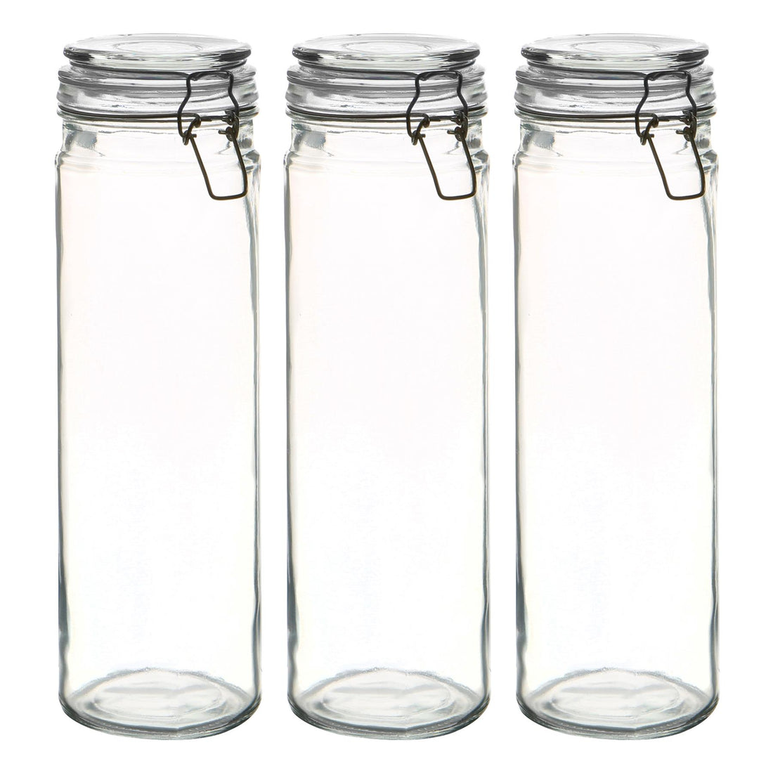 2L Clip-Top Glass Spaghetti Storage Jars with White Seals - Pack of 3