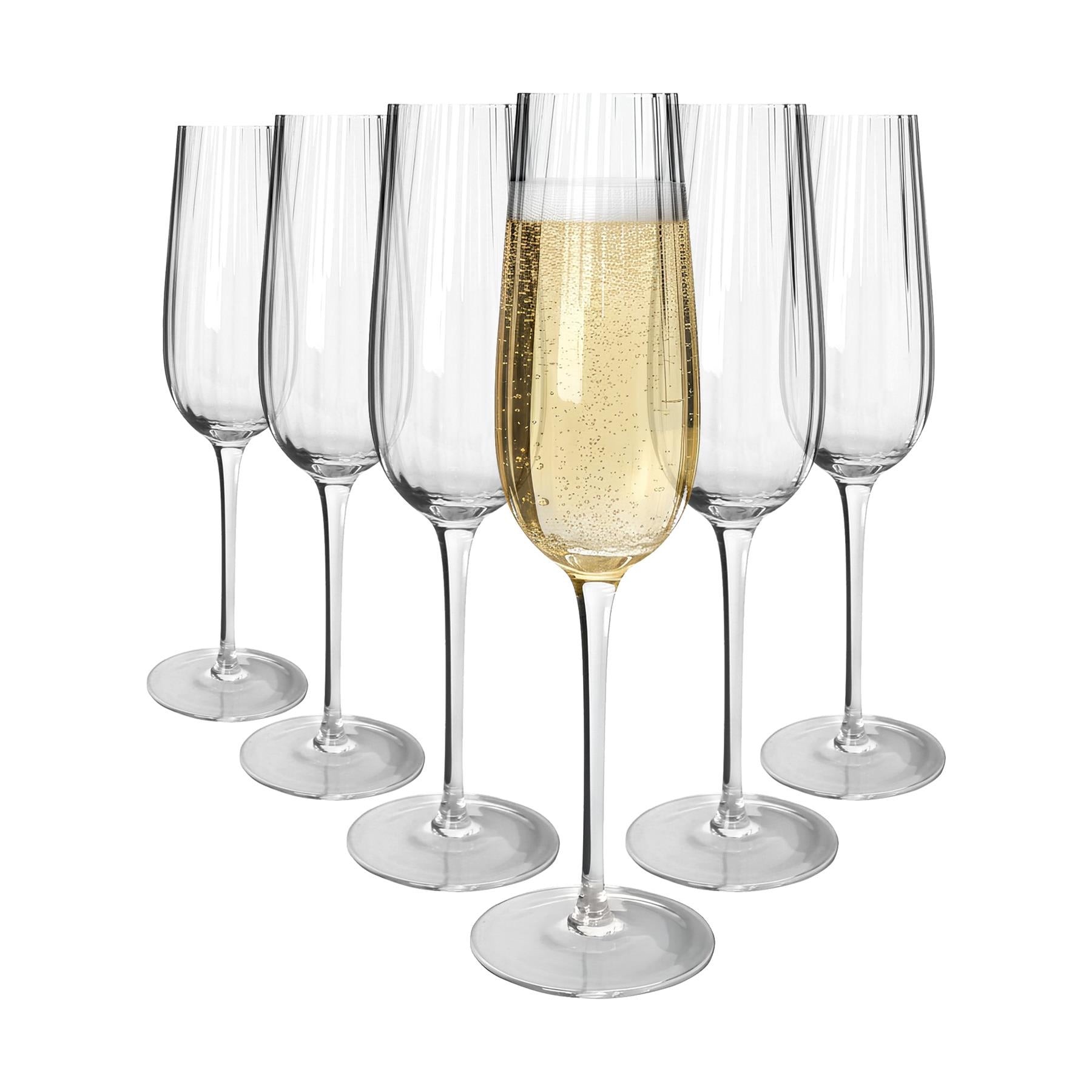 240ml Kensington Optic Crystal Champagne Flutes - Pack of 6