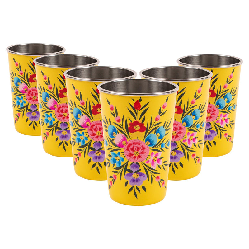 Pansy 400ml Hand-Painted Picnic Cups - Pack of Six - By BillyCan