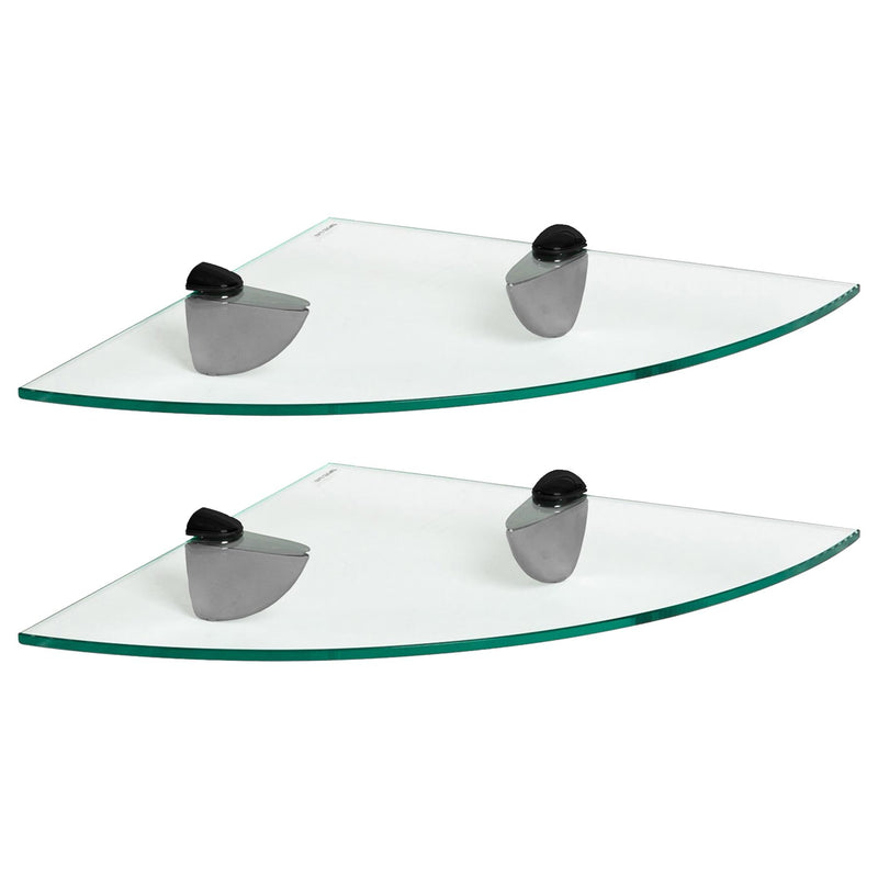 Floating Glass Bathroom Corner Shelves - 30cm - Pack of 2 - By Harbour Housewares