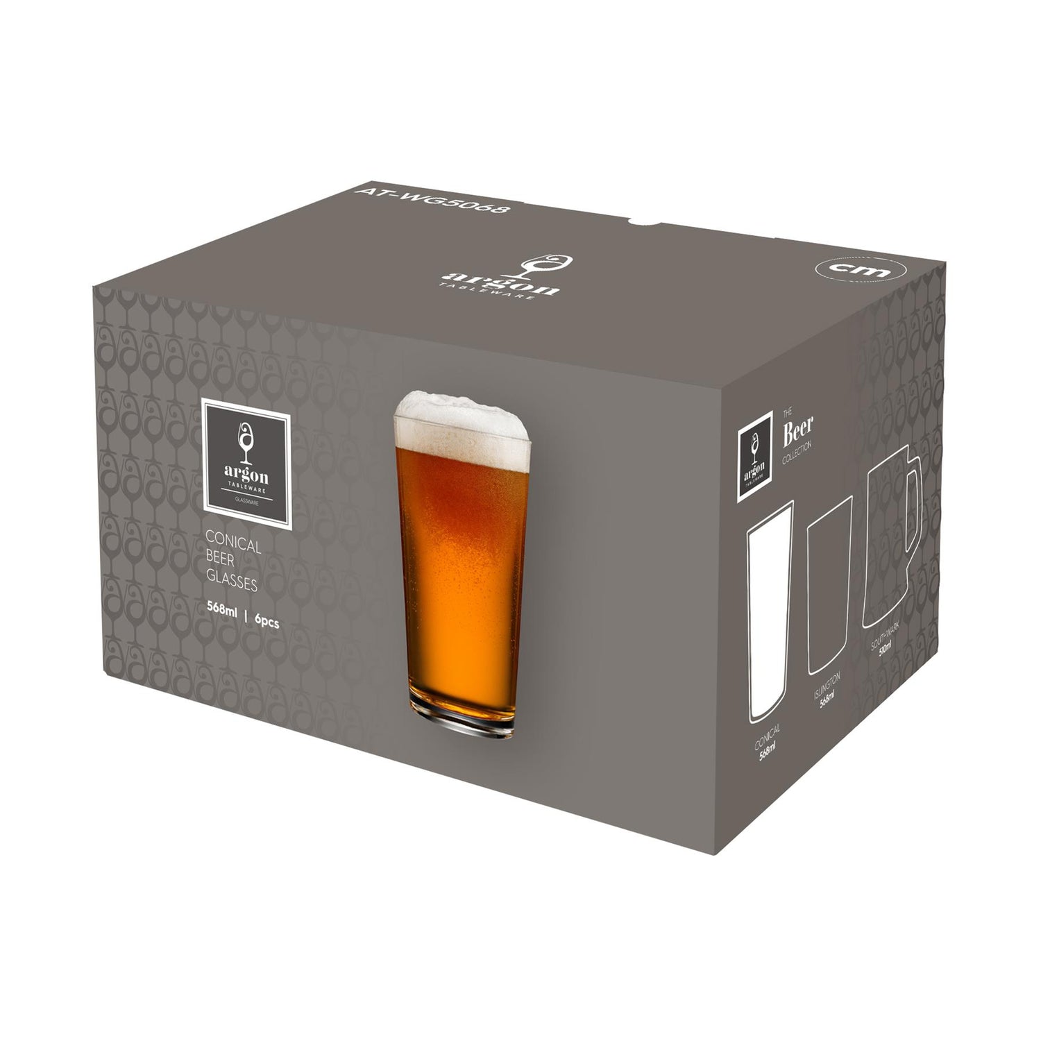 568ml (20oz) Conical Pint Beer Glasses - Pack of 24