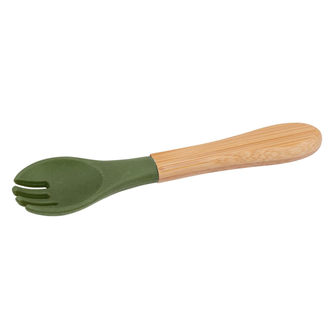 Bamboo Baby Weaning Fork with Olive Green Silicone Tip