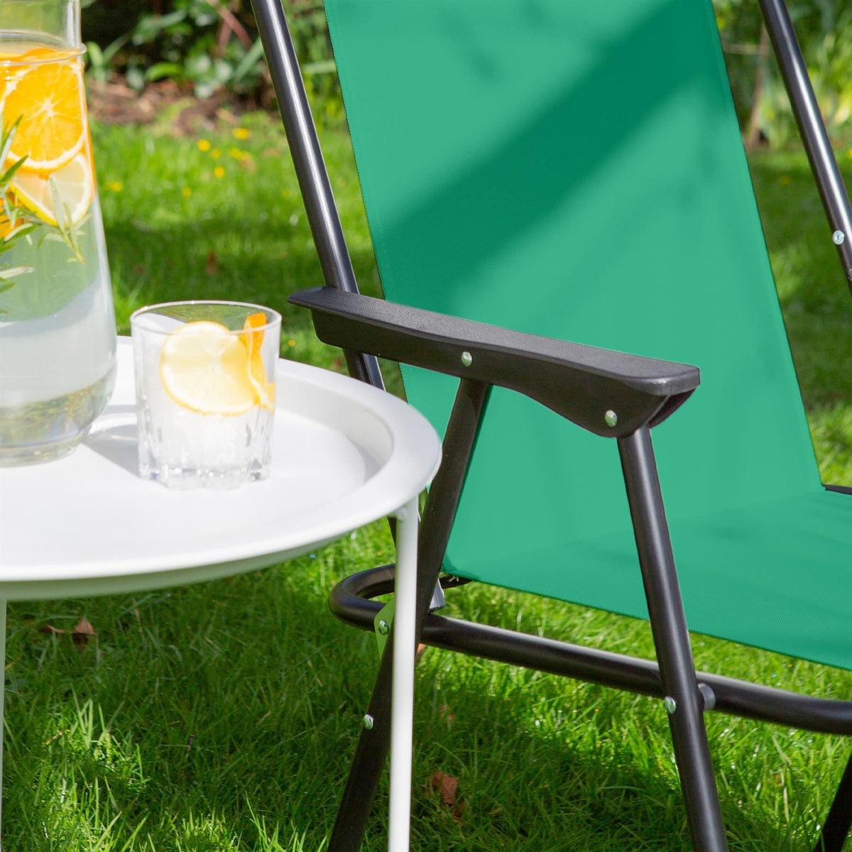 Green Folding Metal Beach Chairs - Pack of 2