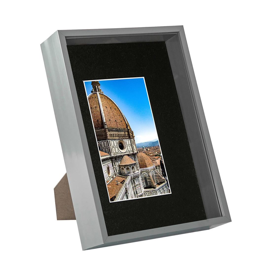 Grey A4 (8" x 12") Deep Shadow Box Photo Frame with A5 Black Mount