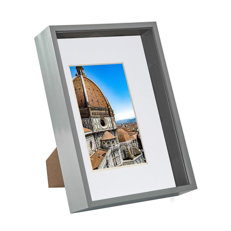 Grey A4 (8" x 12") 3D Deep Box Frame with A5 Mount - By Nicola Spring