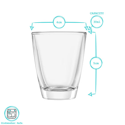 30ml Wide Shot Glasses - Pack of 6