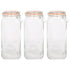 2L Square Glass Jars with Clip-Top Lids - Pack of 3 - By Argon Tableware