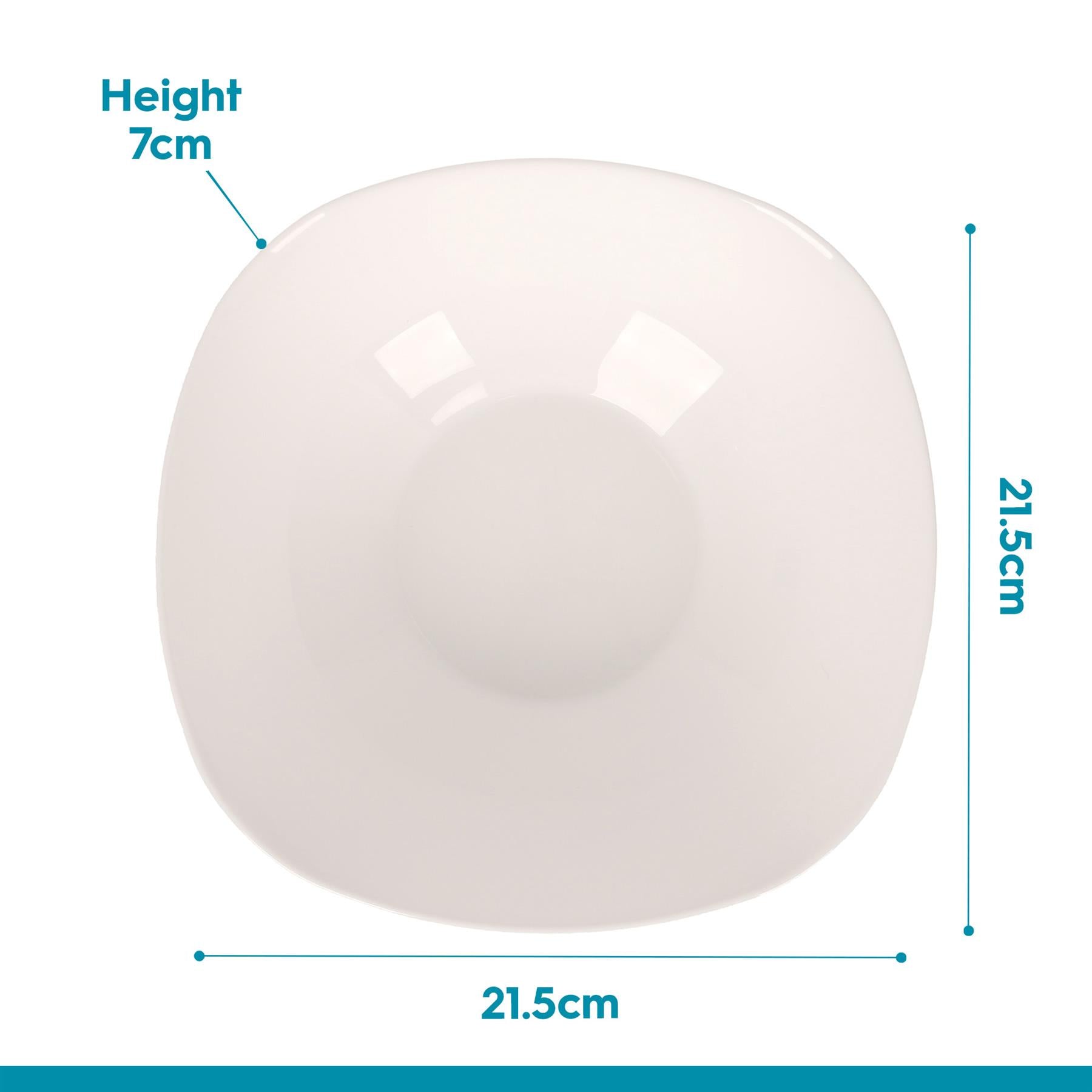 Square Opalware Pasta Bowls - 21cm - White - Pack of 6