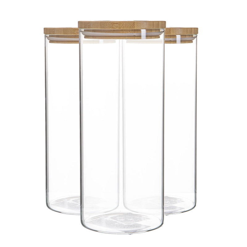 1.5L Carved Wood Lid Storage Jars - Pack of 3 - By Argon Tableware