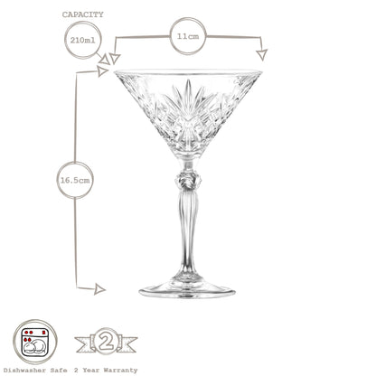 210ml Melodia Martini Glasses - Pack of Six