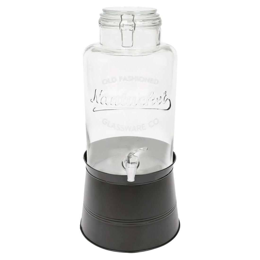 8.7L Glass Drinks Dispenser with Tap &amp; Black Stand Bucket Stand