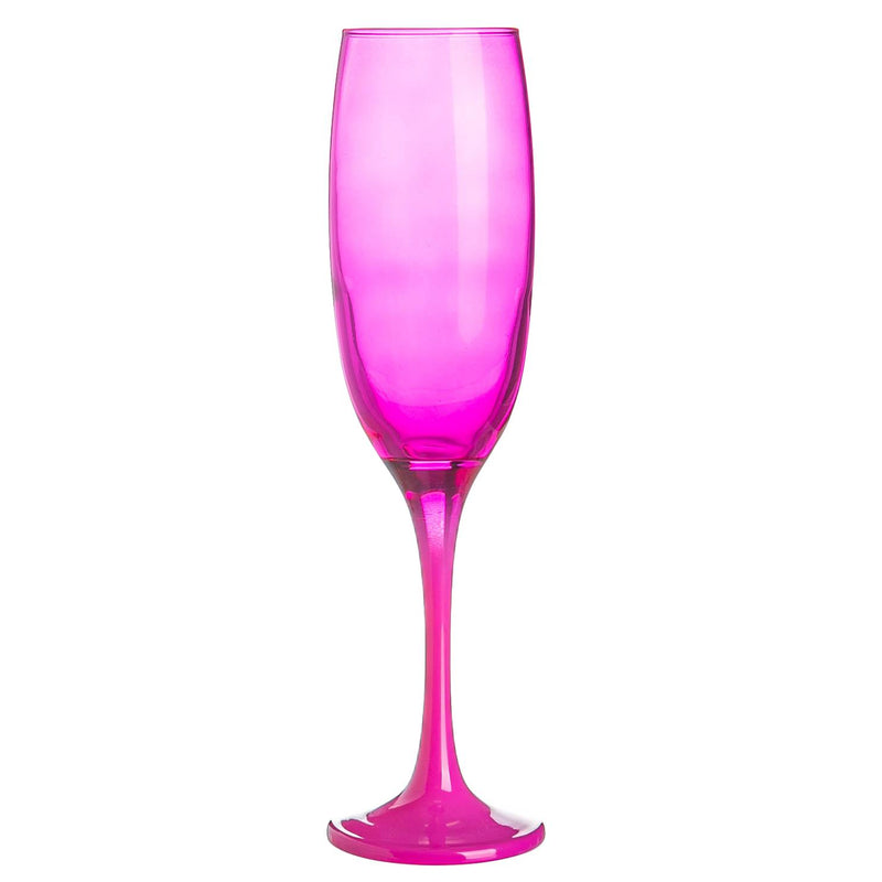 220ml Glass Champagne Flutes - Pink - Pack of Two - By Argon Tableware