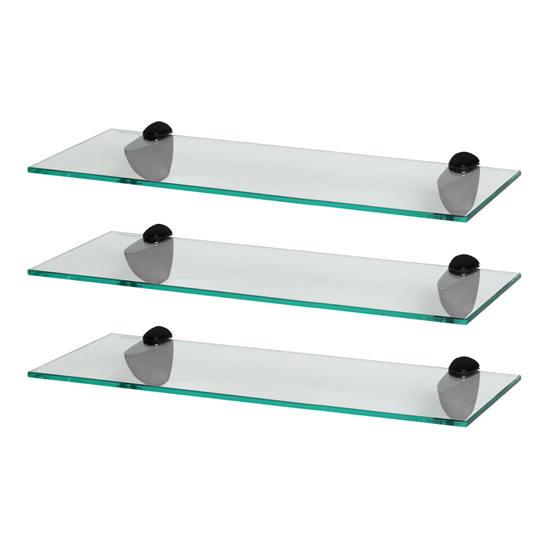 Floating Glass Bathroom Shelves - 50cm - Pack of 3 - By Harbour Housewares