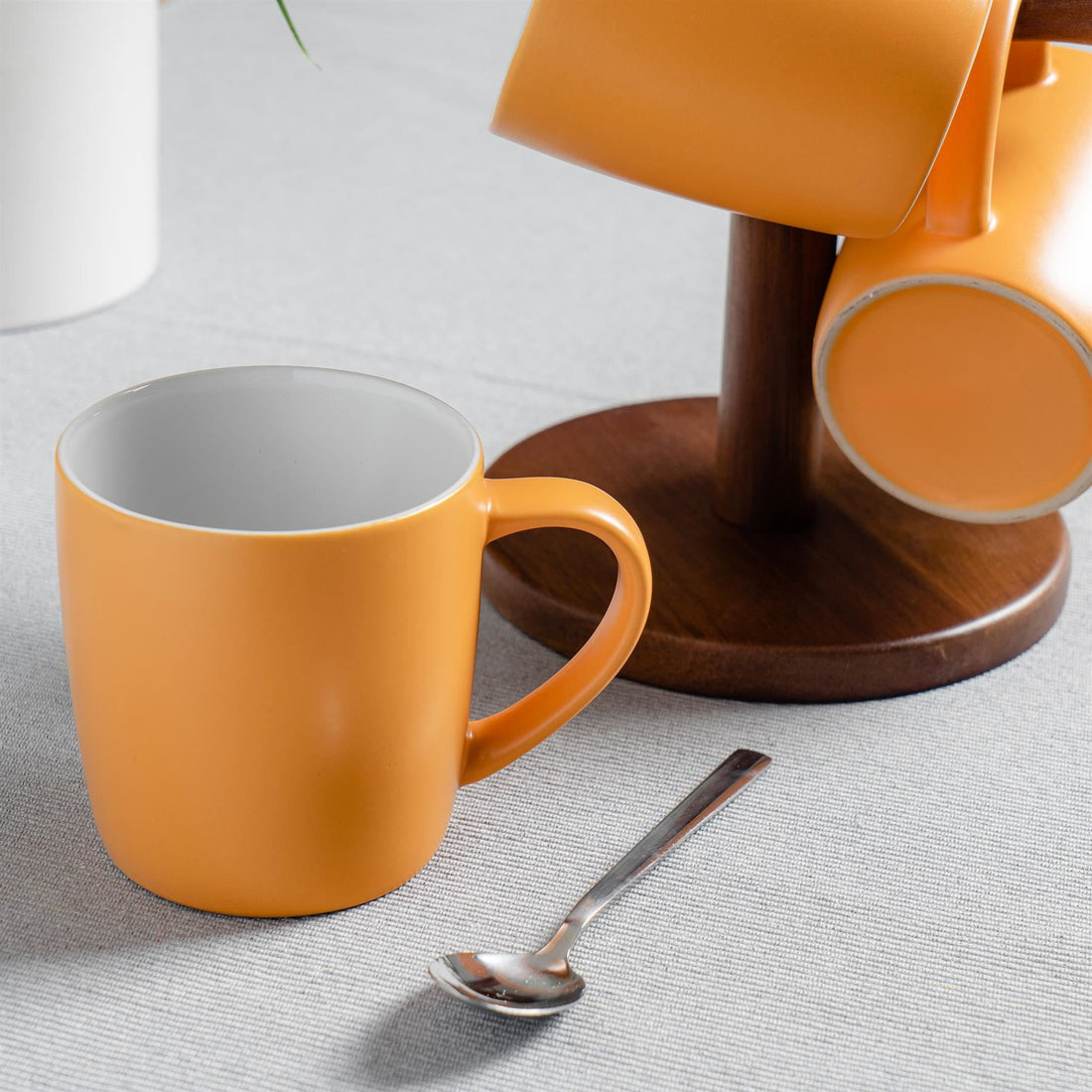 Yellow 350ml Matte Stoneware Coffee Mugs - Pack of 4