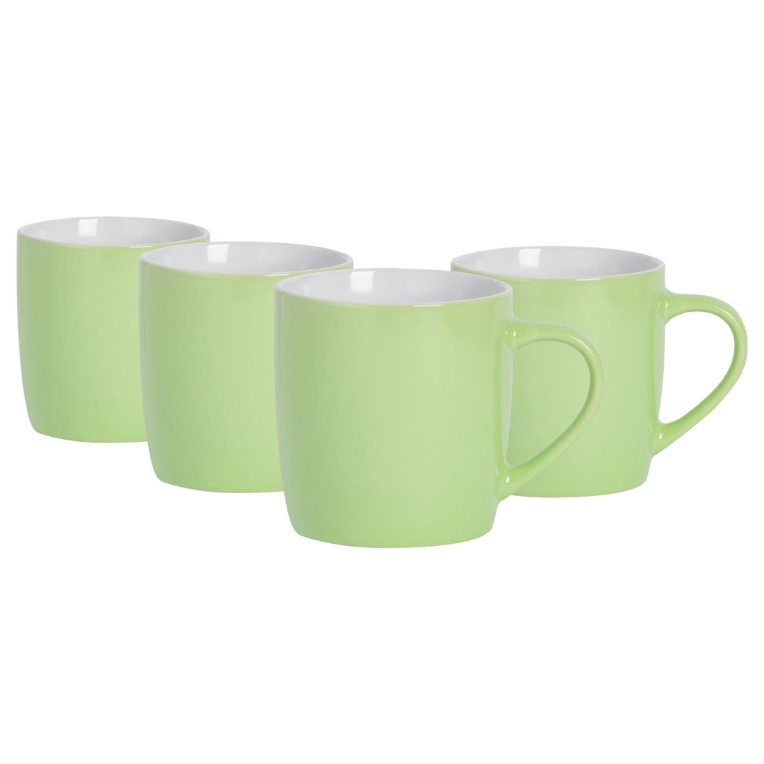 Green 350ml Stoneware Coffee Mugs - Pack of 4