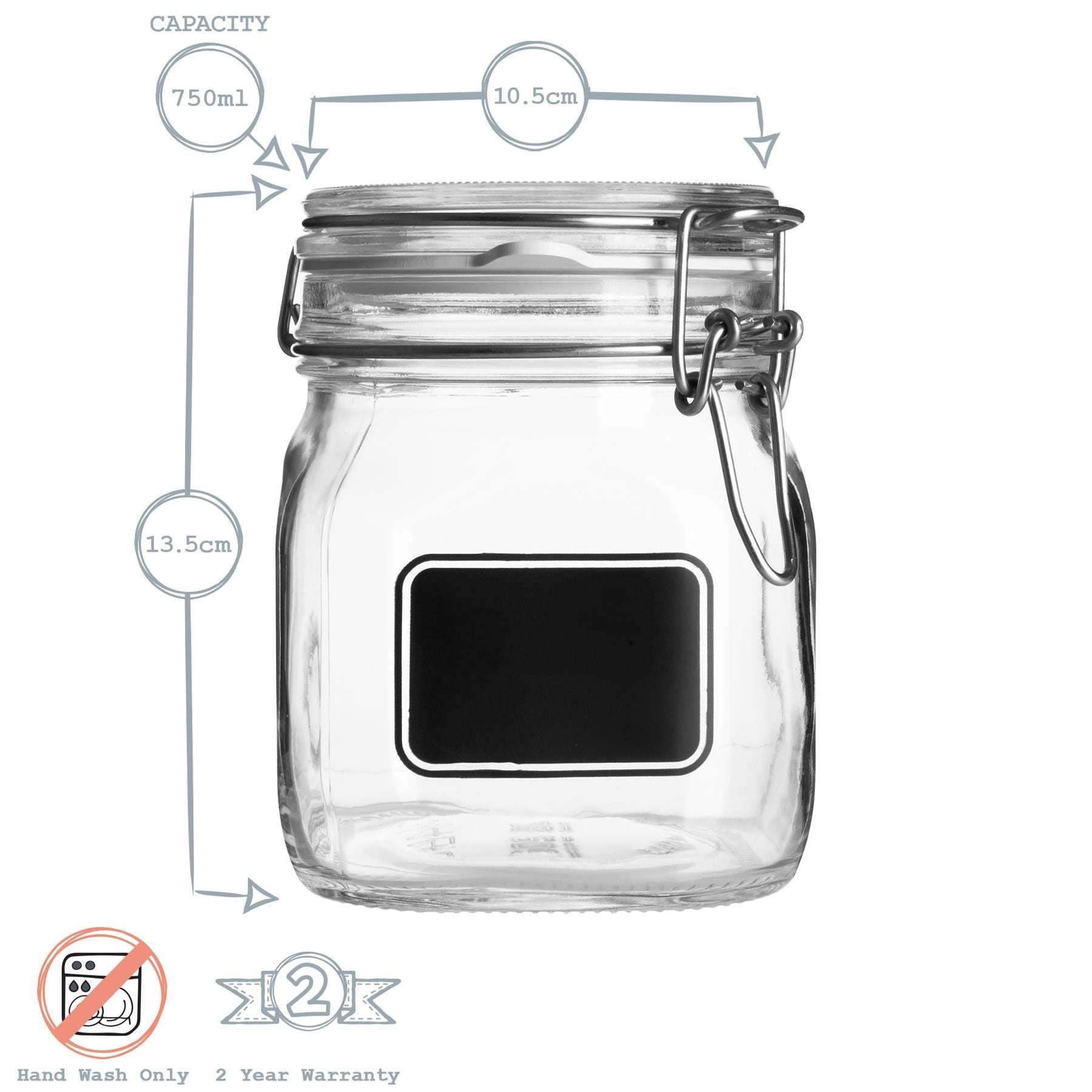 750ml Lavagna Glass Storage Jars with Chalkboard Label - Pack of 3