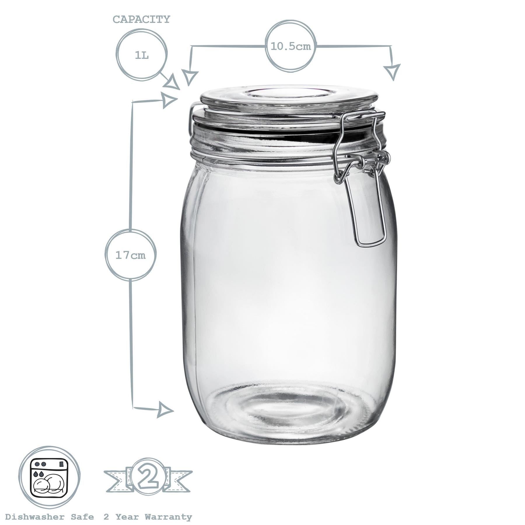 1L Classic Glass Storage Jars - Pack of 3