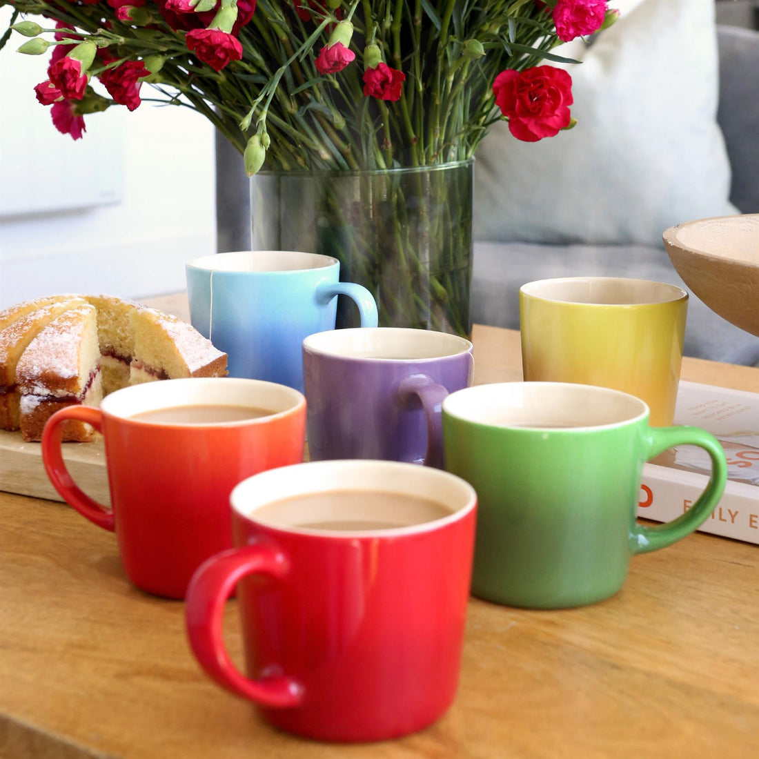 330ml Ombre New Bone China Mugs - 6-Colour Assortment - Pack of 6