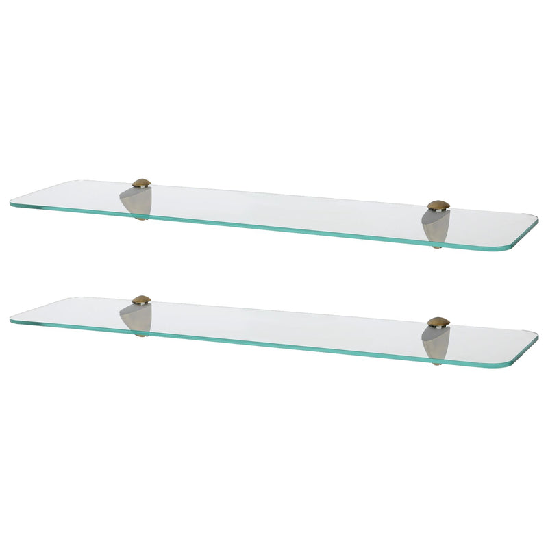 Rounded Floating Glass Bathroom Shelves - 60cm - Pack of 2 - By Harbour Housewares