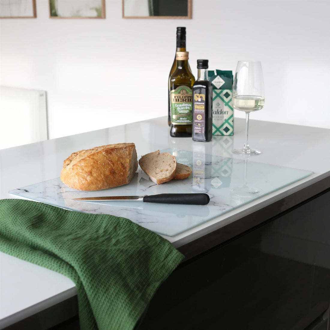 Rectangle Glass Chopping Board - 50cm x 40cm - Marble