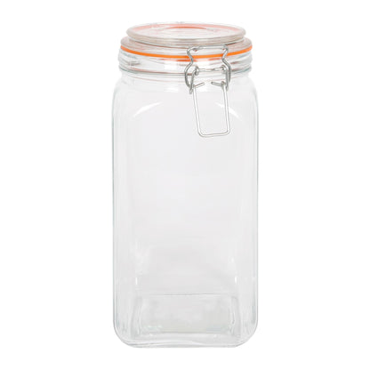 1.7L Square Glass Jar with Clip-Top Lid - By Argon Tableware