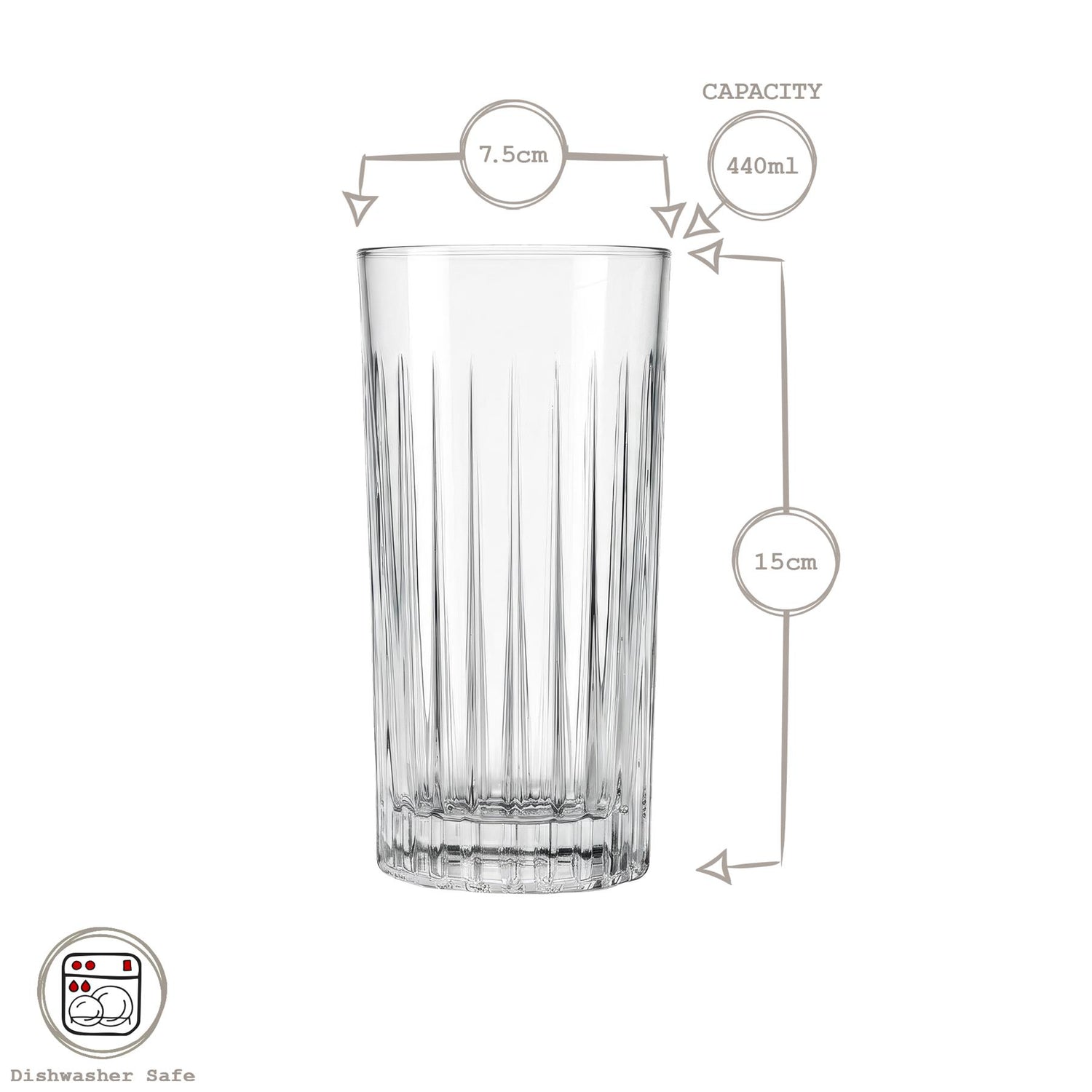 440ml Timeless Crystal Highball Glasses - Pack of 6