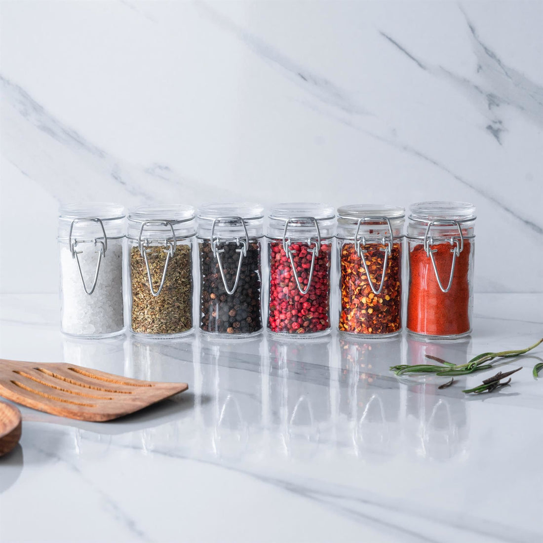 70ml Classic Clip-Top Glass Storage Jars with Orange Seals - Pack of 3