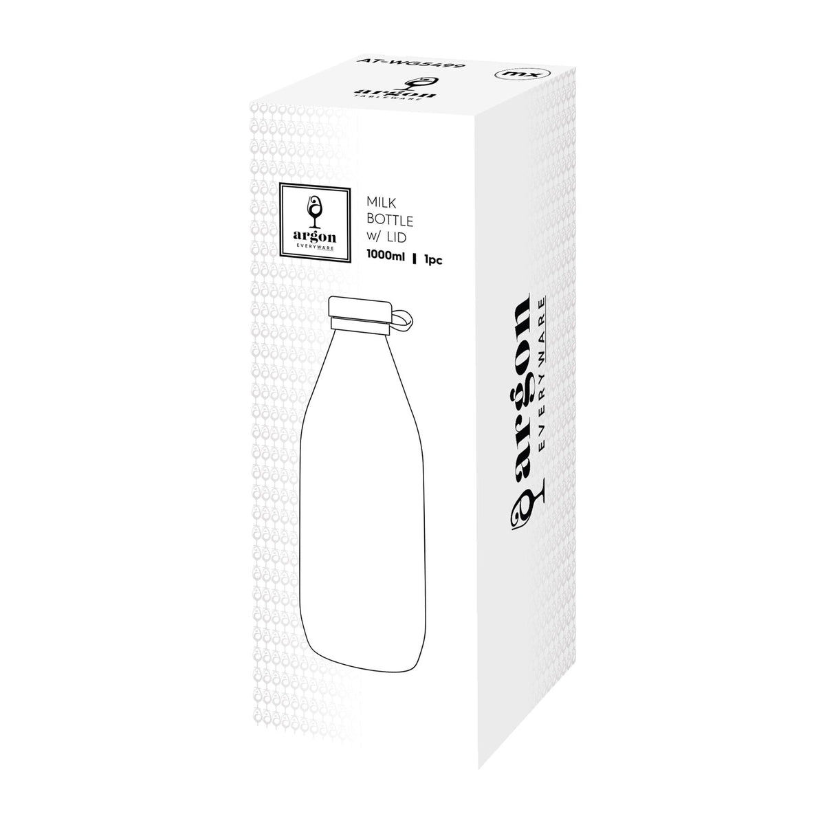 1L Glass Water Bottle with Silicone Lid - White