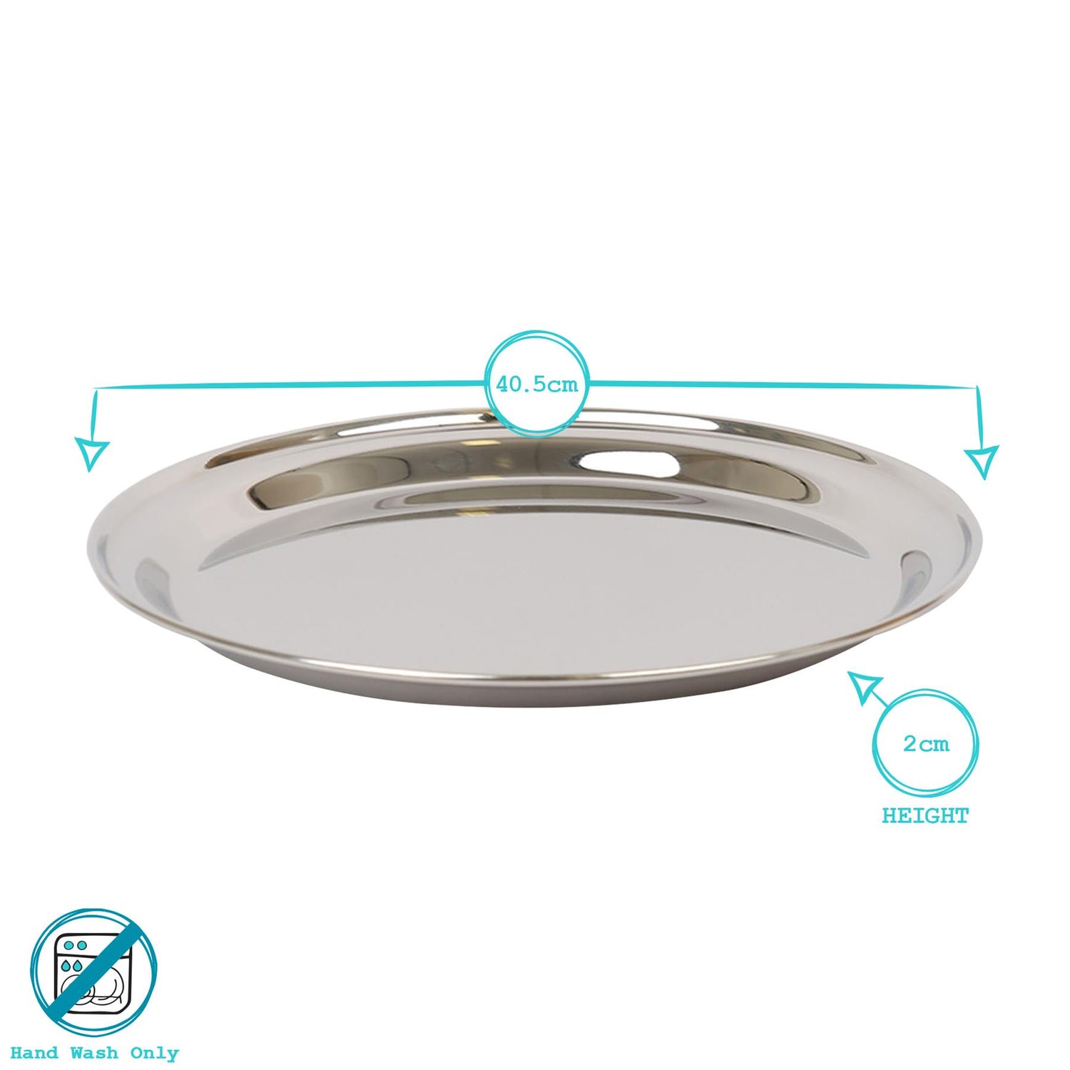 40.5cm Round Stainless Steel Serving Tray