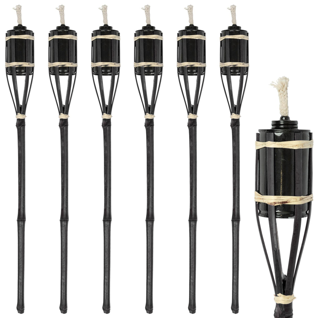 Black 60cm Bamboo Garden Fire Torches - Pack of 6