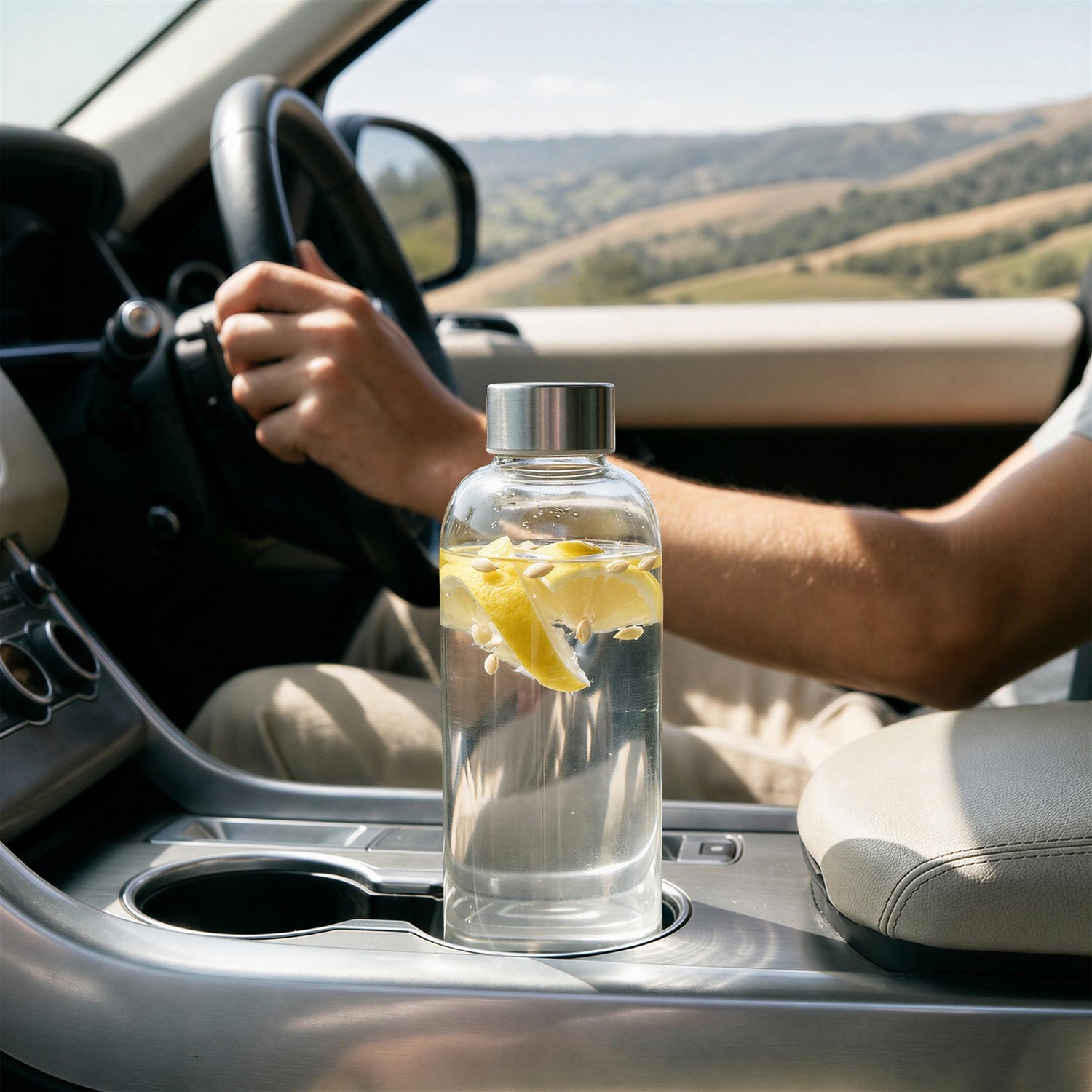 2 Piece 1L Glass Water Bottles Set