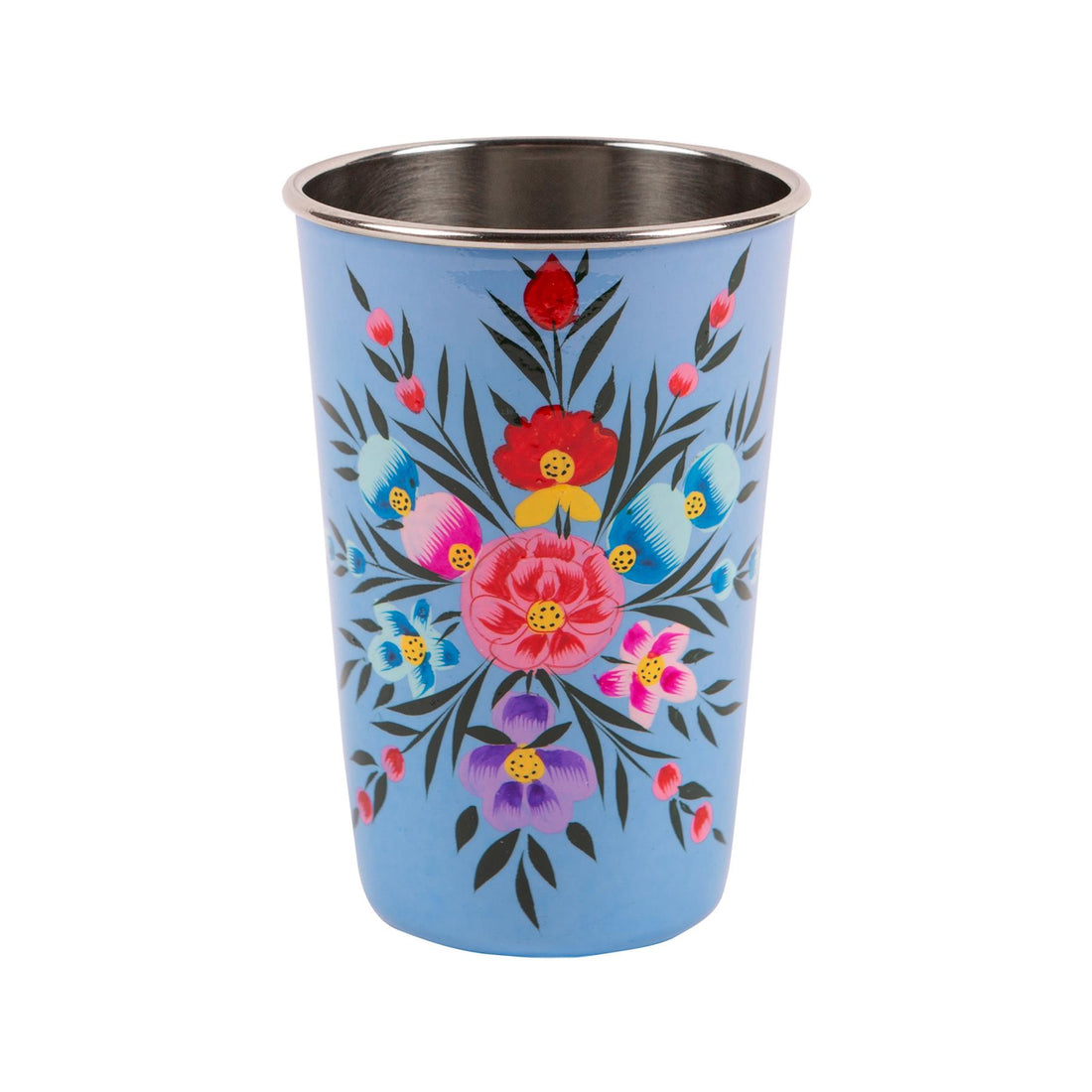 Pansy 400ml Hand-Painted Stainless Steel Picnic Cup - Ocean
