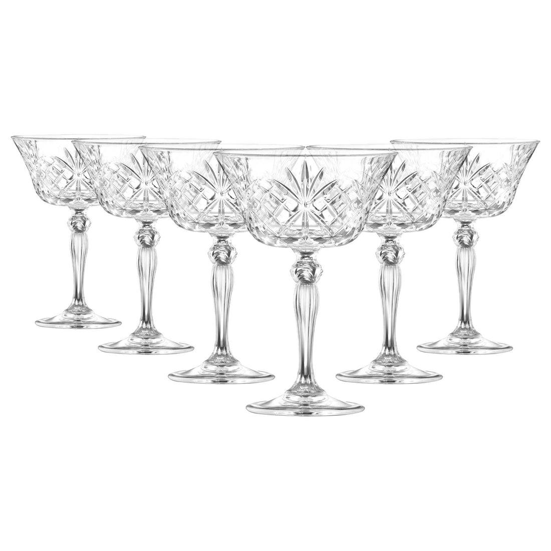 260ml Melodia Glass Champagne Saucers - Pack of 6 - By RCR Crystal