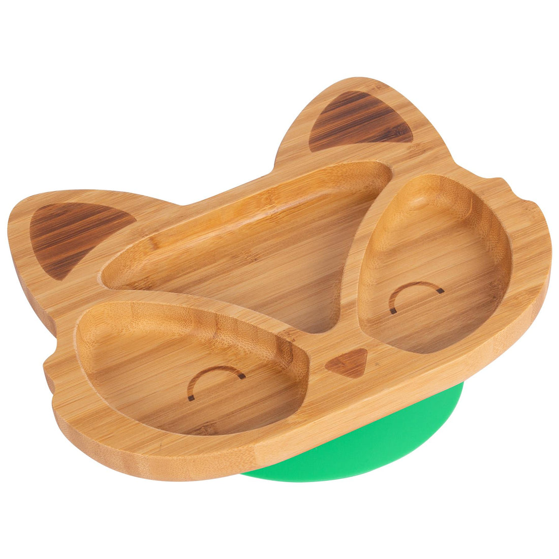 Bamboo Fox Baby Feeding Plate with Green Suction Cup