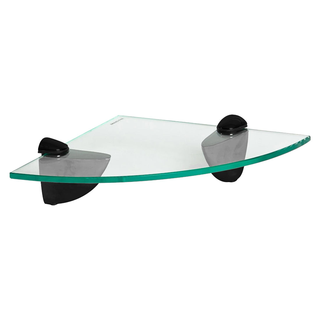 20cm Floating Glass Bathroom Corner Shelf with Black Brackets