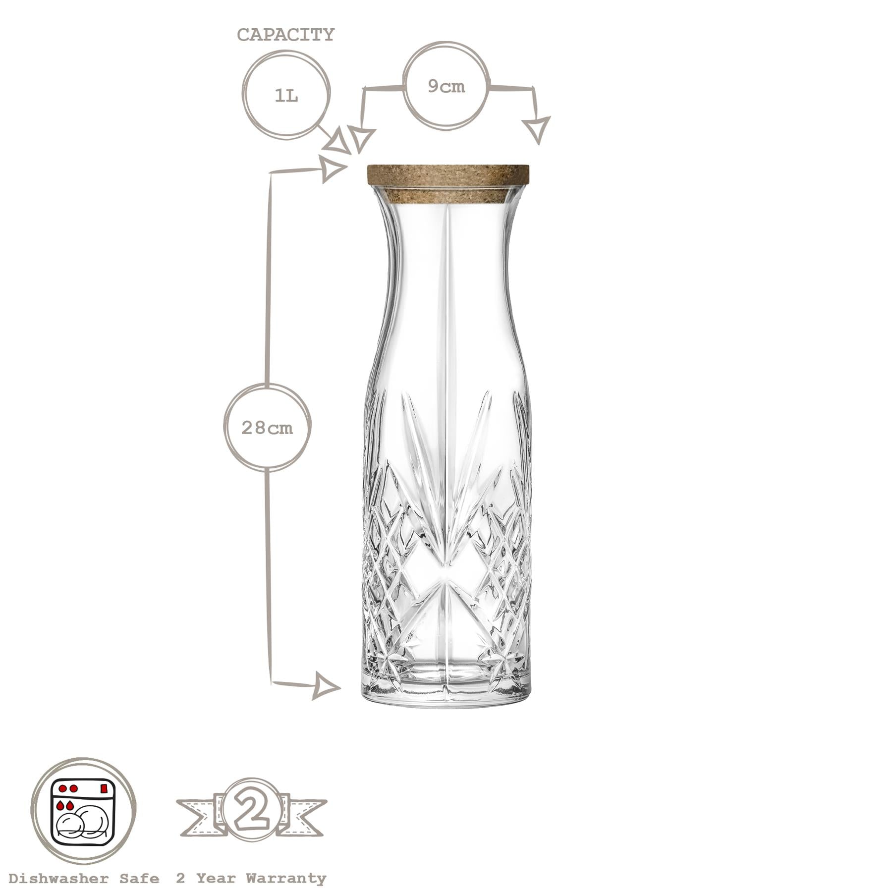 1L Melodia Glass Carafe with Cork Lid