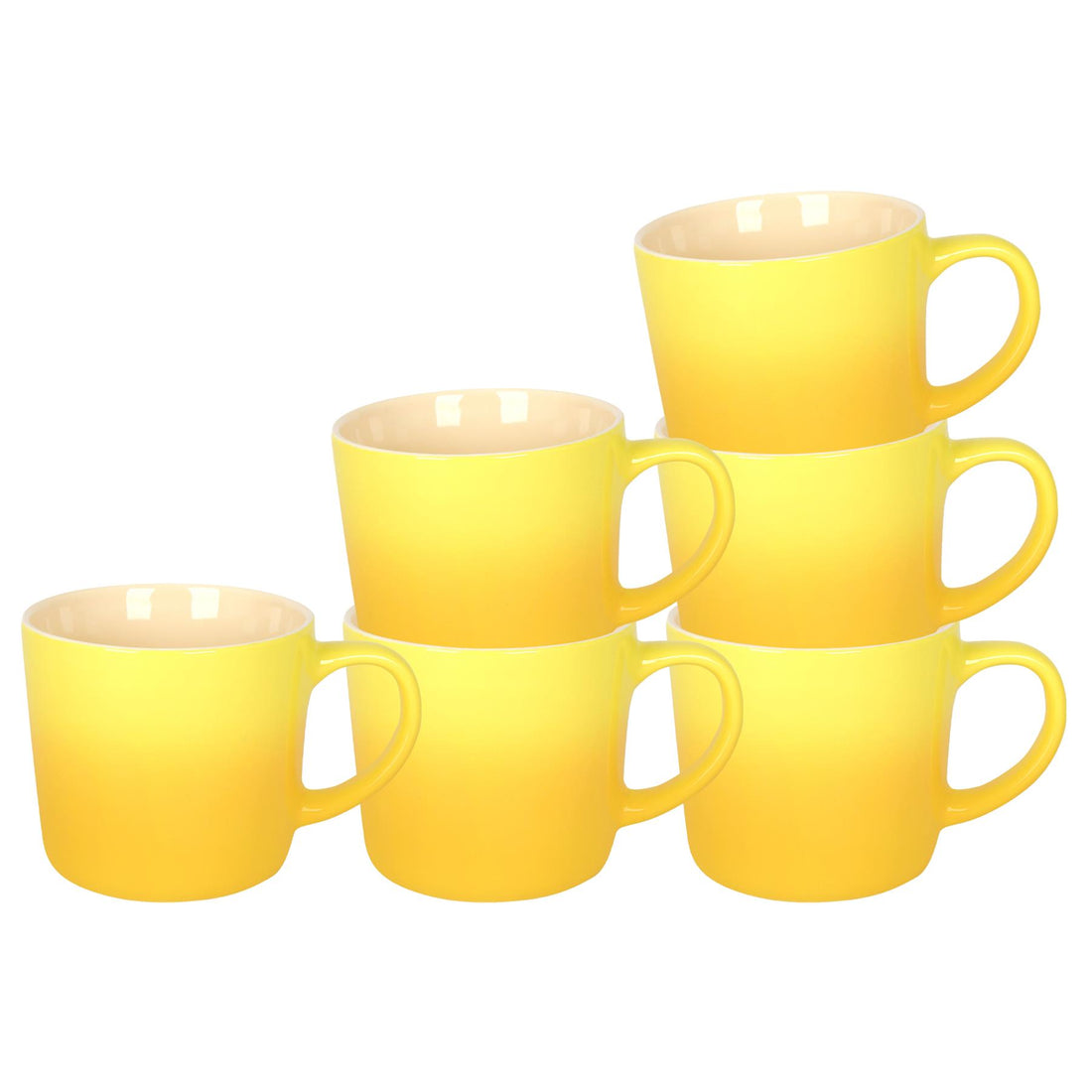 330ml Yellow Ombre New Bone China Mugs - Pack of 6