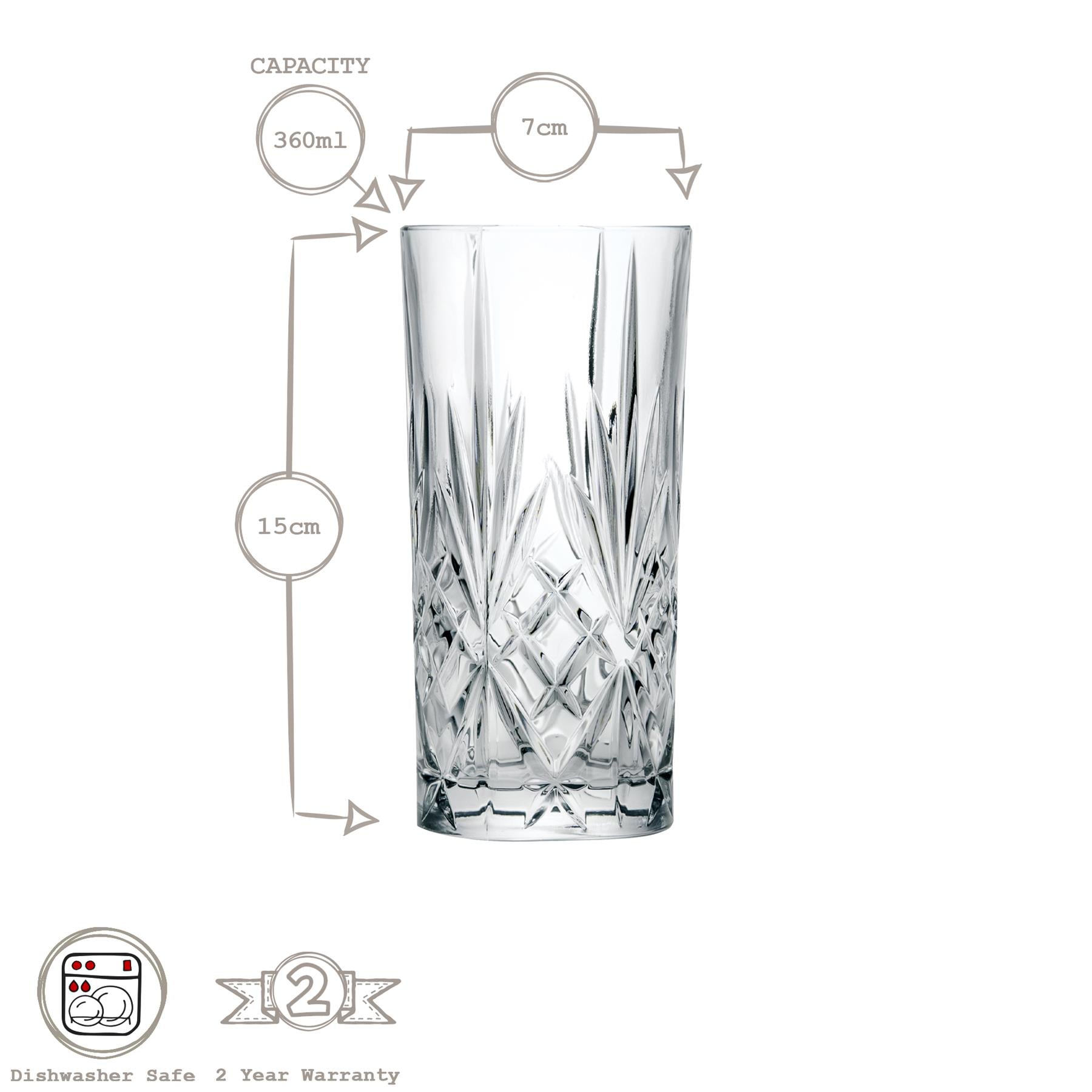 360ml Melodia Highball Glasses - Pack of 6