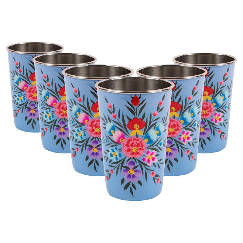 Pansy 400ml Hand-Painted Picnic Cups - Pack of Six - By BillyCan