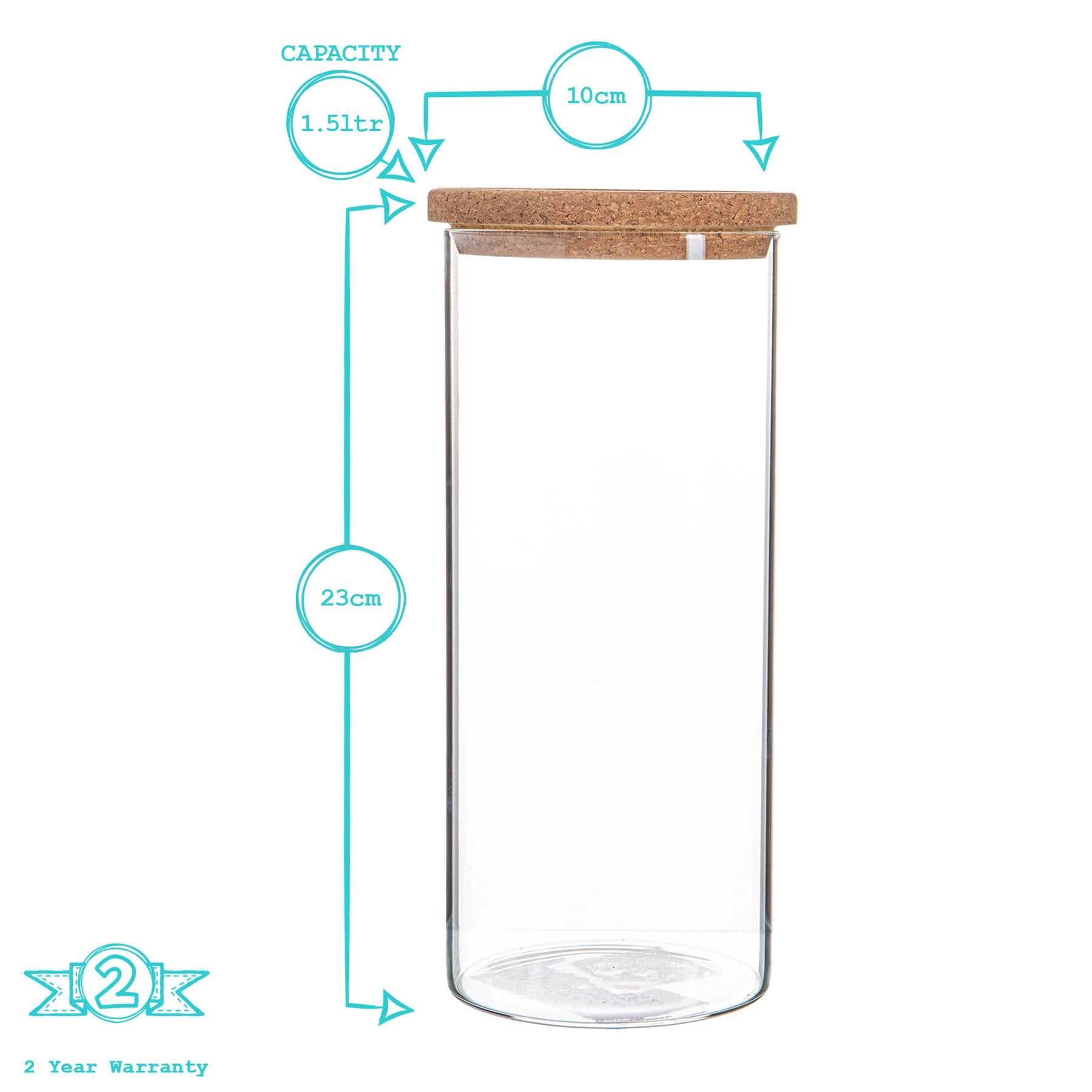 1.5L Cork Lid Storage Jars - Pack of 3