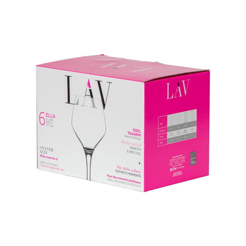 440ml Ella Red Wine Glasses - Pack of Six - By LAV