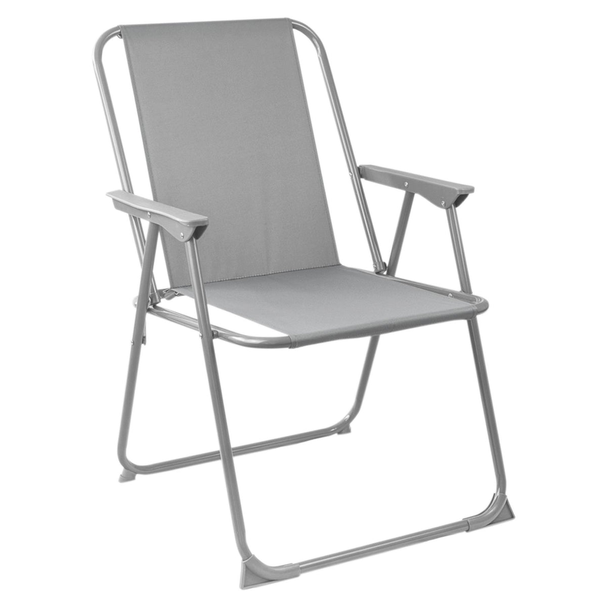 Grey Folding Metal Beach Chairs - Pack of 2