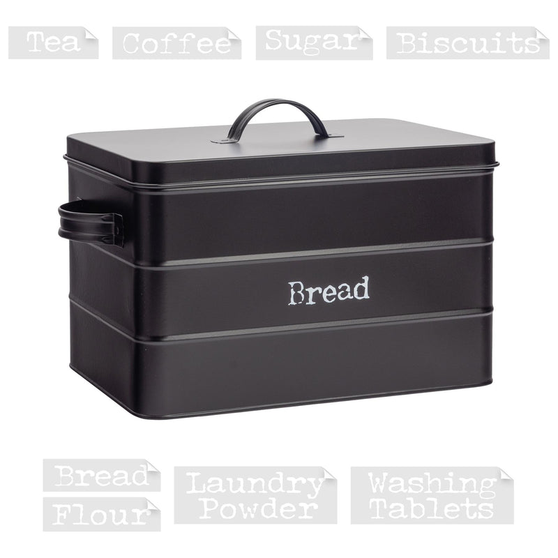 Vintage Metal Bread Bin with Labels - 15L - By Harbour Housewares