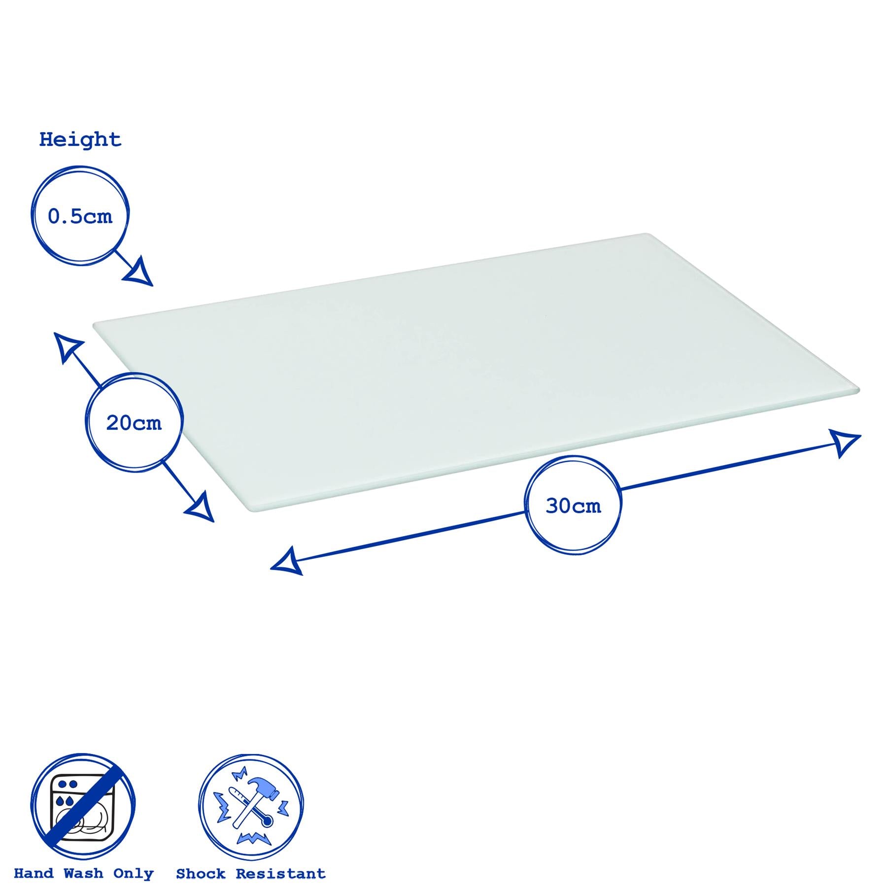 Rectangle Glass Chopping Board - 30cm x 20cm - Clear